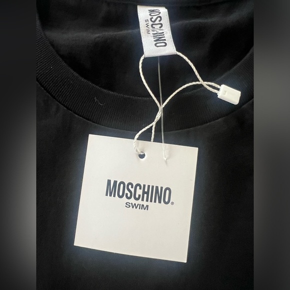 MOSCHINO Swim T Shirt Mens Black Tee Medium - Nwt- Model V3A0706 - Picture 8 of 10